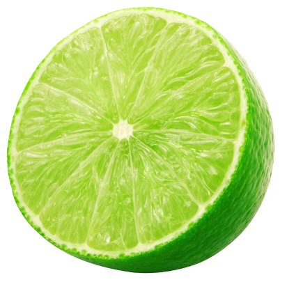A cut half of a lime.